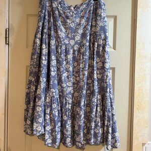 LC Lauren Conrad Blue Floral A-Line Skirt